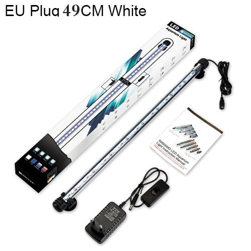 Waterproof LED Aquarium Lights Fish Tank Light Bar Blue/White 19/29/39/49CM Submersible Underwater Clip Lamp Aquatic Decor EU
