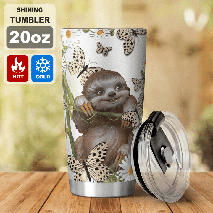 Cute Sloth – Engraved Stainless Steel Tumbler, Insulated Yeti Style Travel Tumbler  Mug, Sloth Lover Gift – 3C Etching LTD