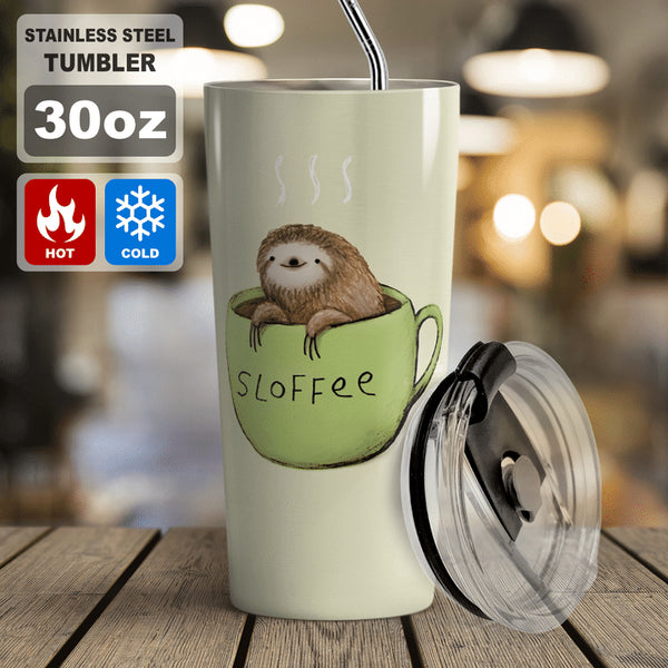 Sloth And Coffee Tumbler - Love Sloth And Coffee  Stainless Steel Tumbler