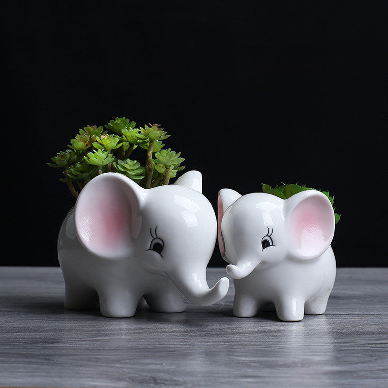 Elephant Ceramic Flowerpot