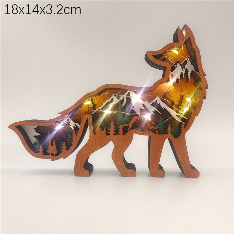 Christmas Wooden Decoration Animal Wolf Statue Miniature Wolf Totem Ornament Office Accessories Forest Ornament Animal Figurines