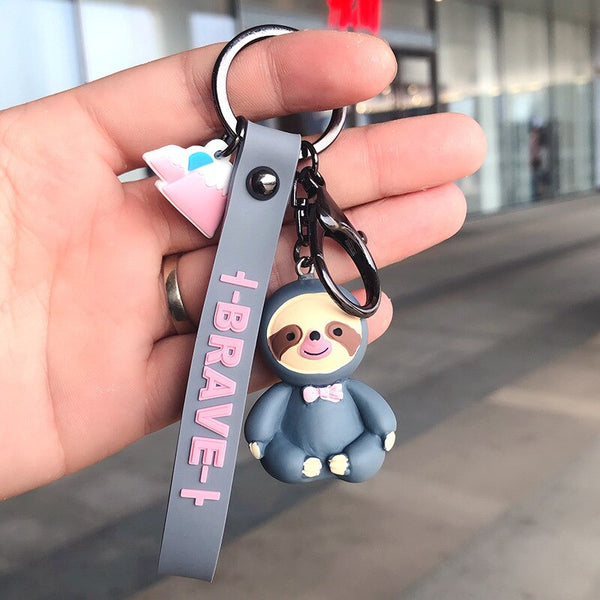 Cute Sloth Keychain Cartoon Anime Silicone Key Chains For Women Kids Fashion Animal Series Trinkets For Car Key Ring