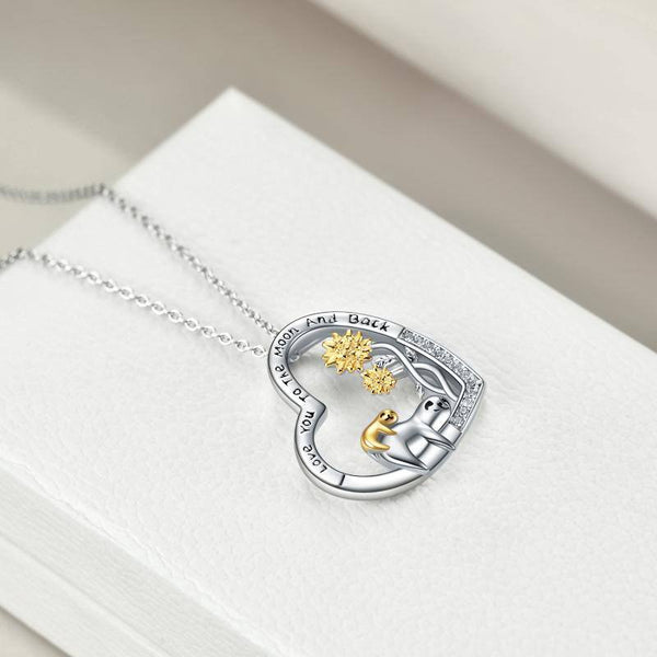 Sloth Gifts Sterling Sliver Sloth Necklace I Love You To The Moon and Back Birthday Gifts for Women Girl