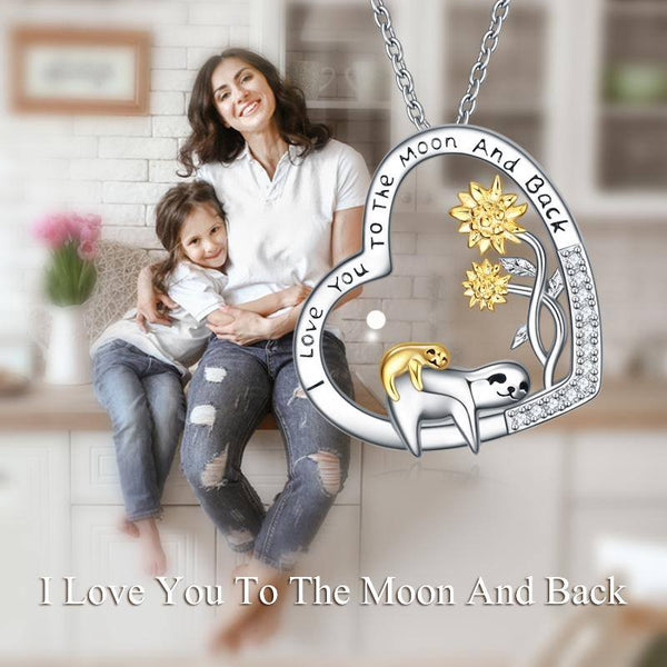 Sloth Gifts Sterling Sliver Sloth Necklace I Love You To The Moon and Back Birthday Gifts for Women Girl