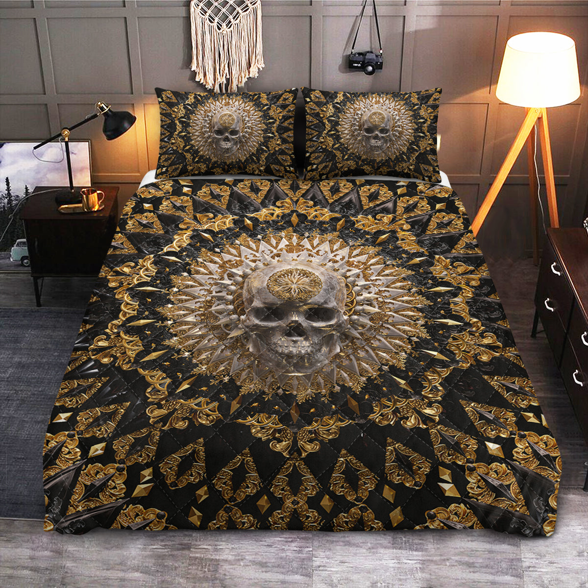 Skull Stone Style  Quilt Bedding Set