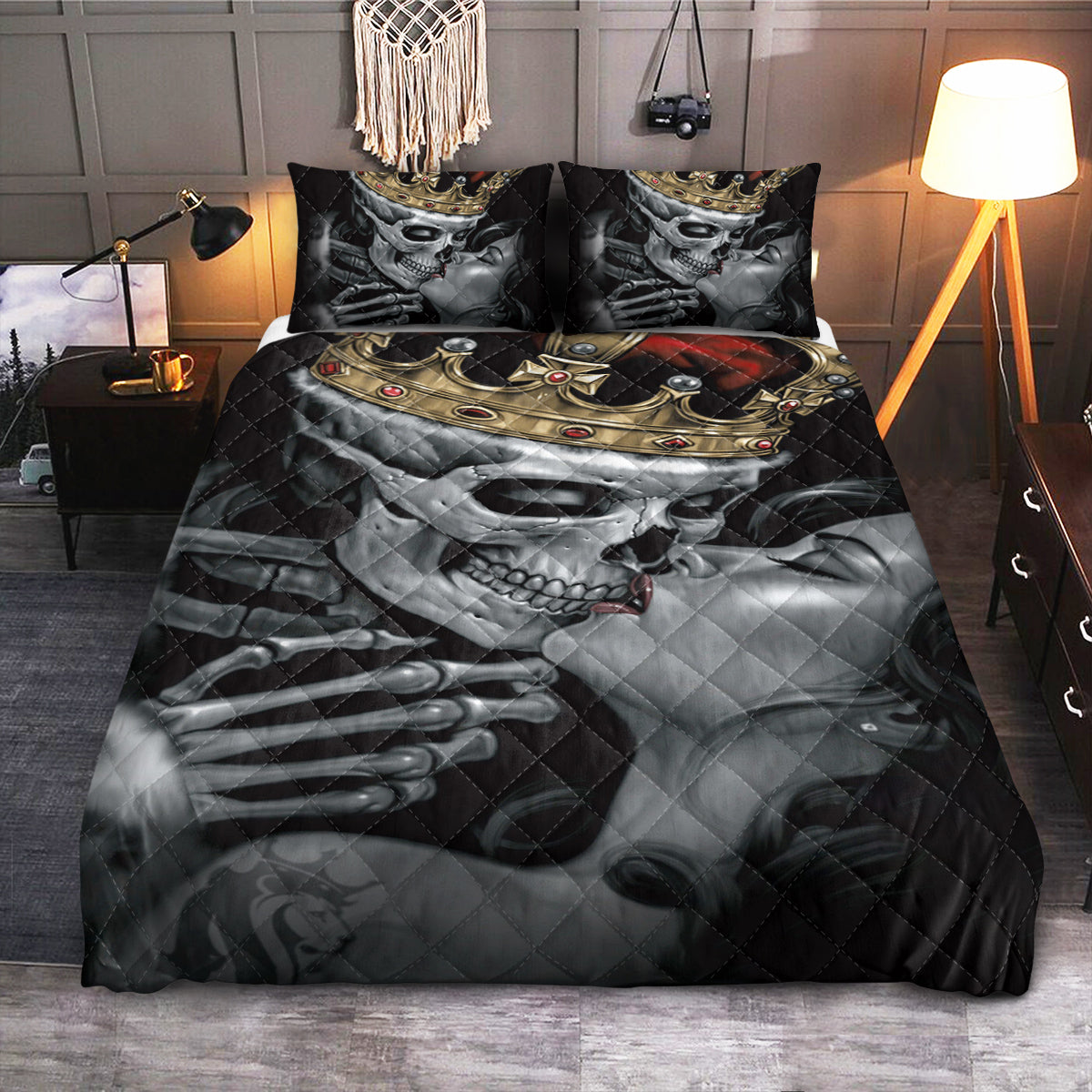 Skull Couple  Quilt Bedding Set