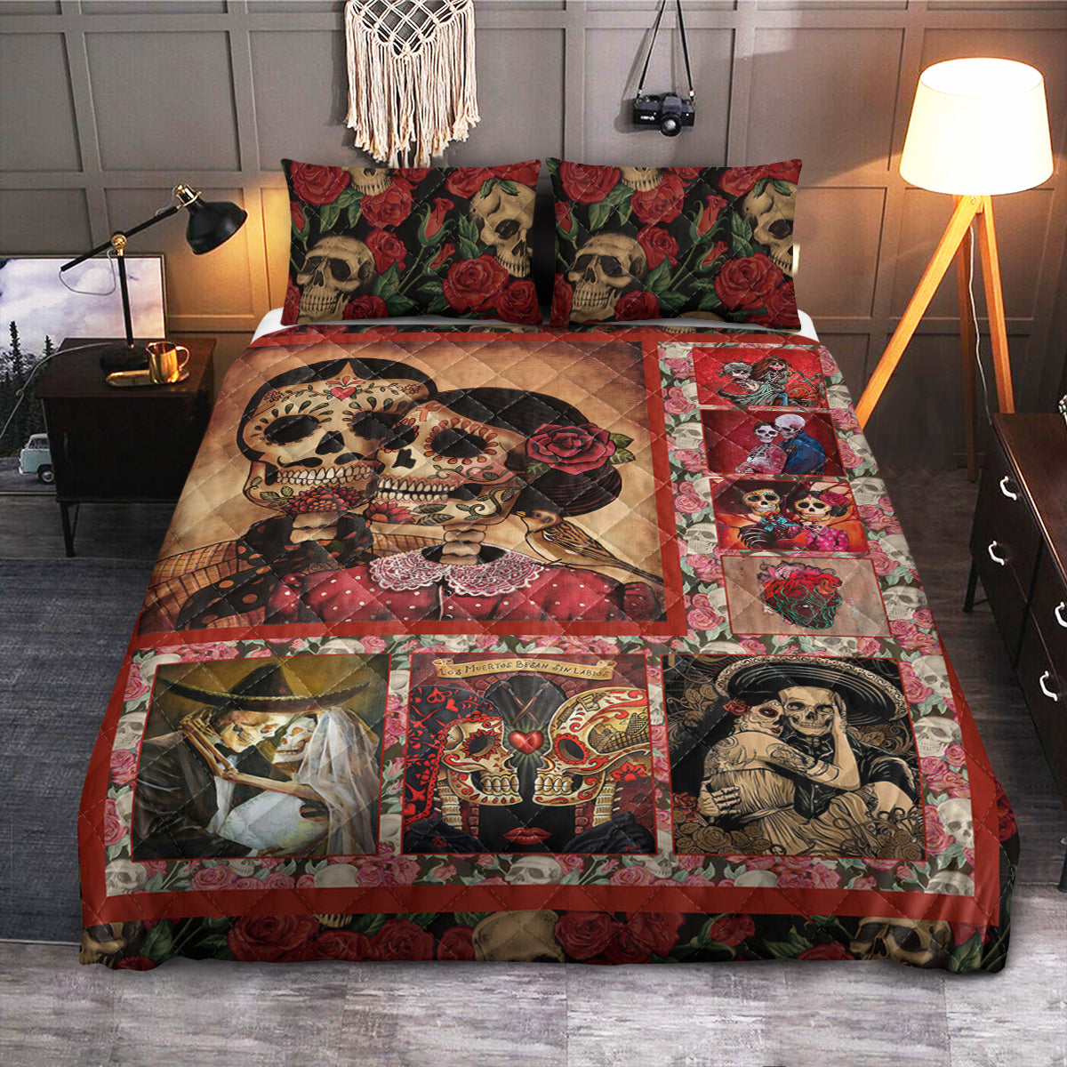 Skull Couple  Quilt Bedding Set