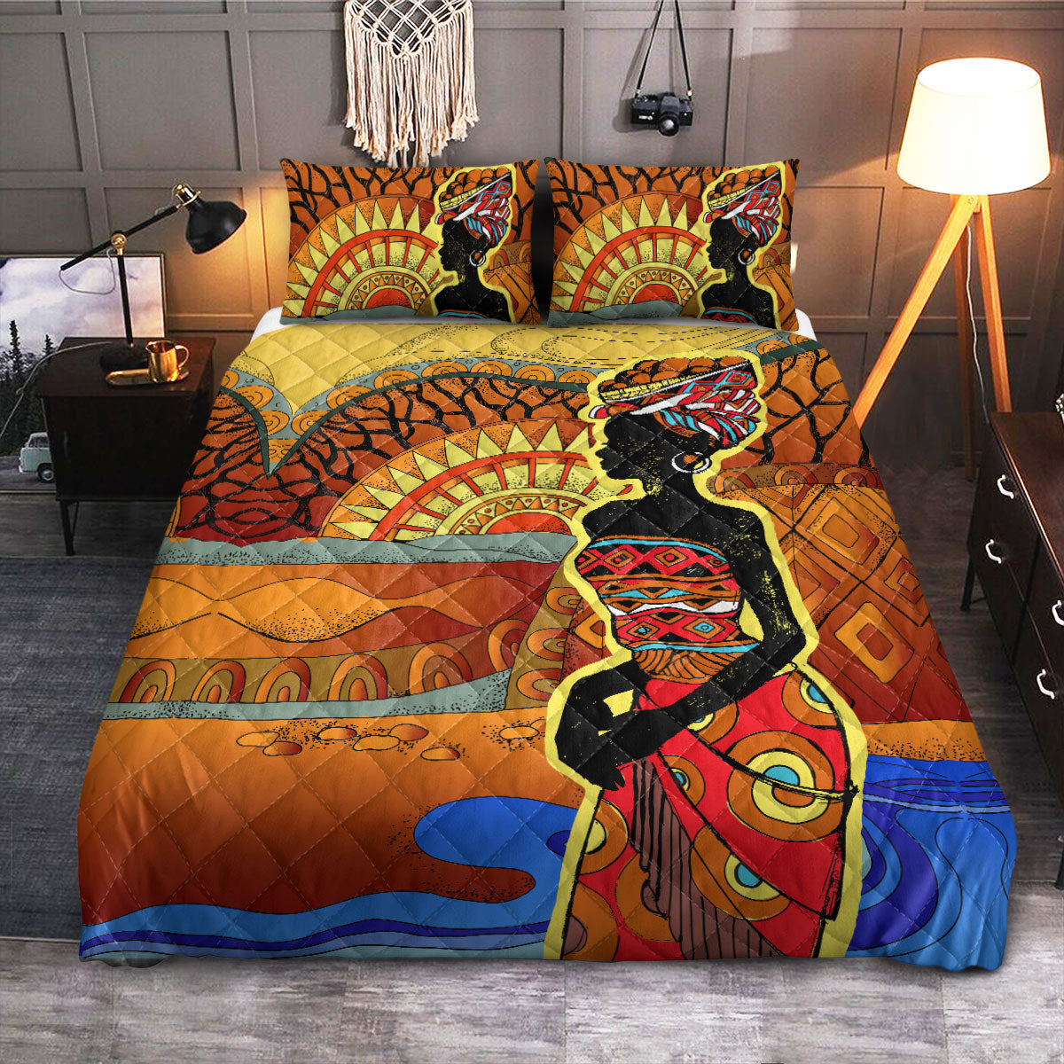 BWM African Woman  Quilt Bedding Set