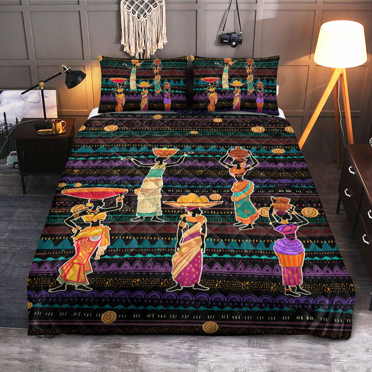 BWM African Culture Colorful  Quilt Bedding Set