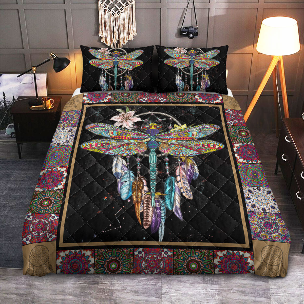 Dragonfly Dreamcatcher  Quilt Bedding Set