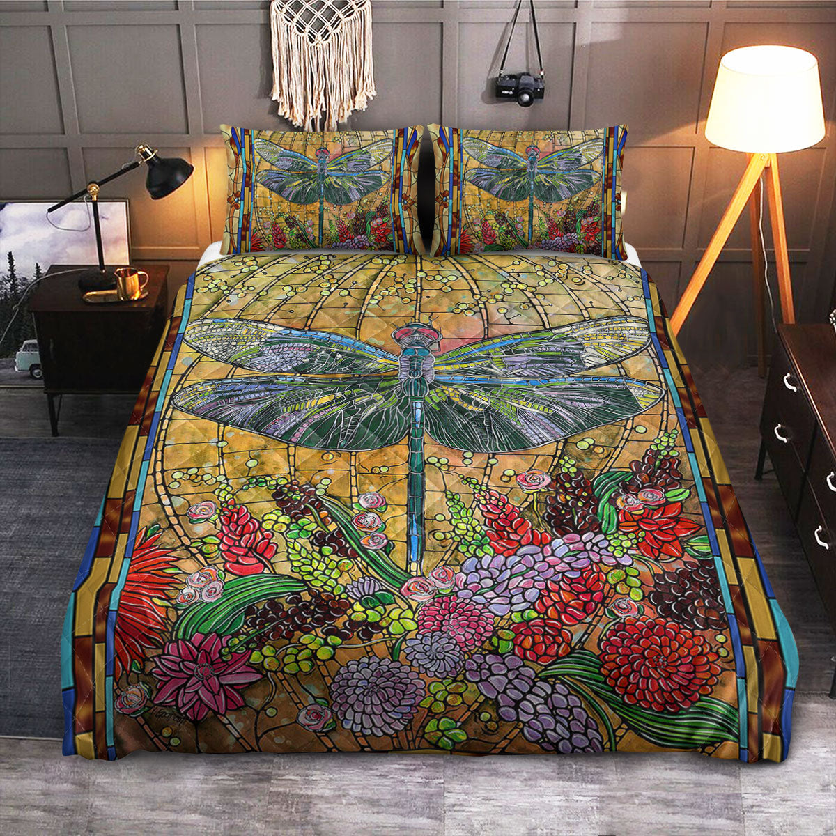 Dragonfly Glasses  Quilt Bedding Set