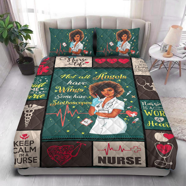 BWM Nurse Angels Have Stethoscopes  Quilt Bedding Set