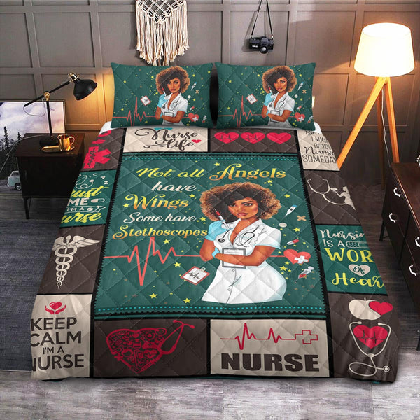 BWM Nurse Angels Have Stethoscopes  Quilt Bedding Set