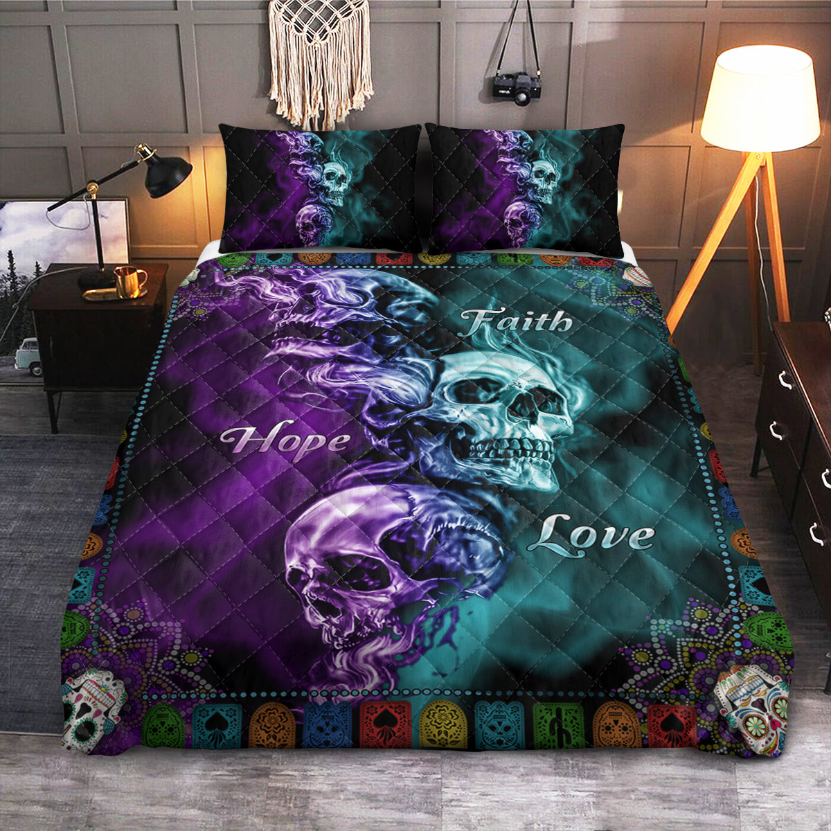 Skull Faith  Quilt Bedding Set