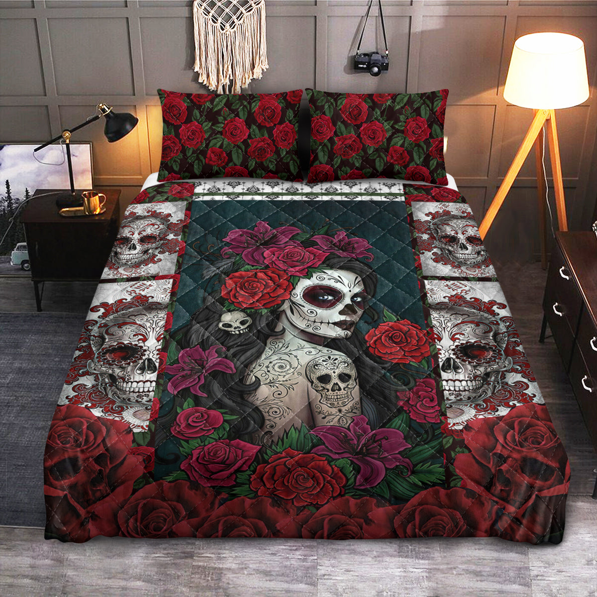 Skull Lady  Quilt Bedding Set
