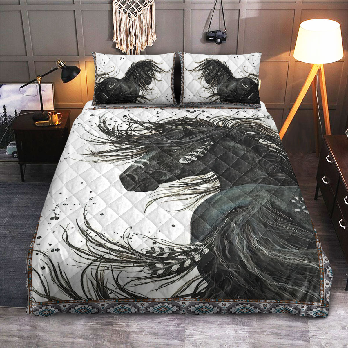 NTA Native American Horse  Quilt Bedding Set
