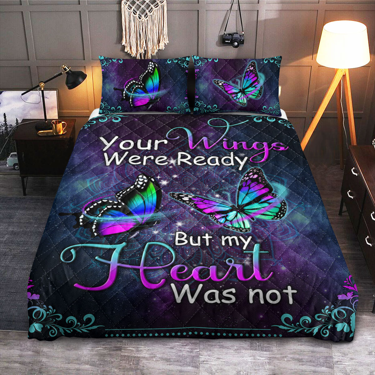 Butterfly Memorial Your Wings Were Ready  Quilt Bedding Set