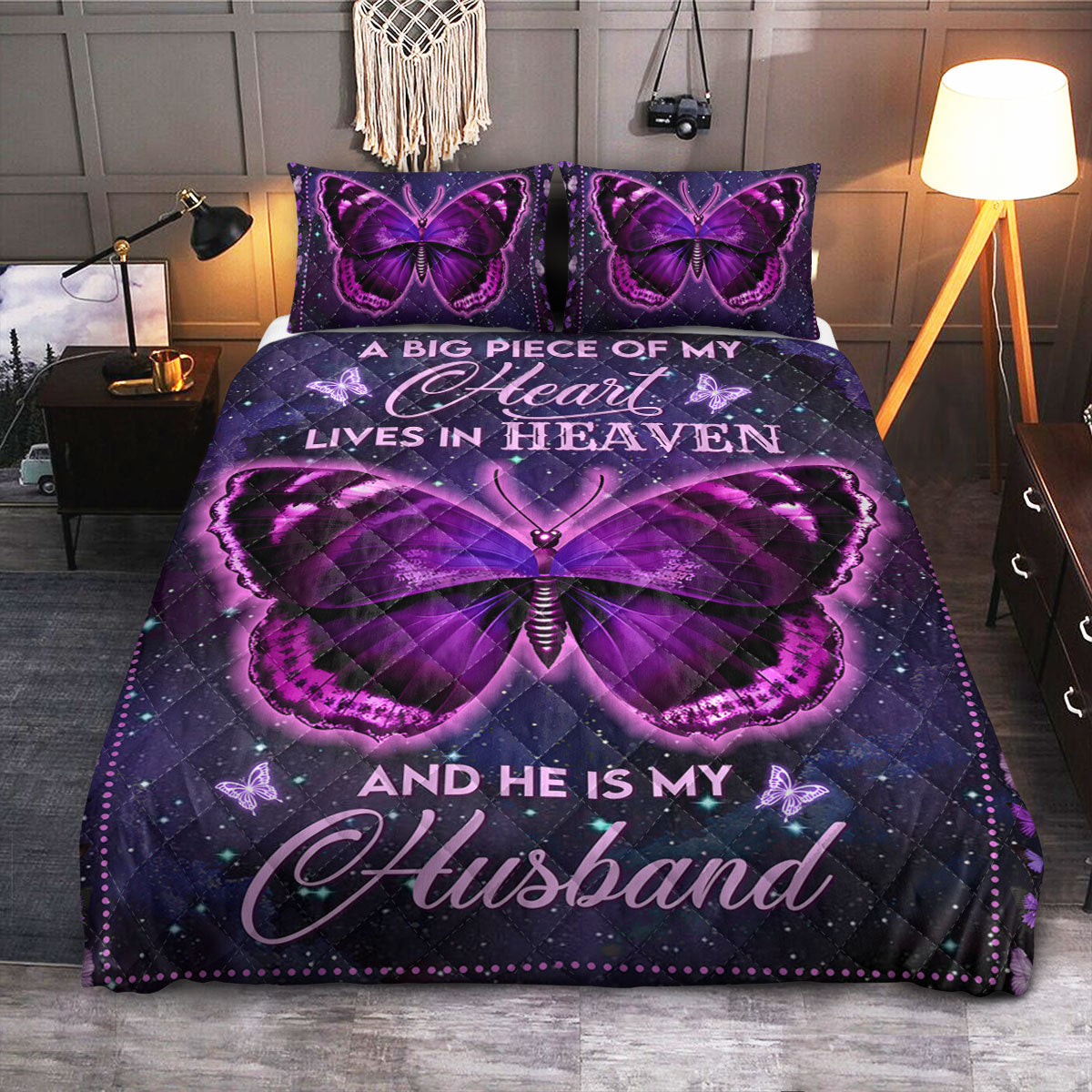 Butterfly Memorial A Big Piece Of My Heart  Quilt Bedding Set