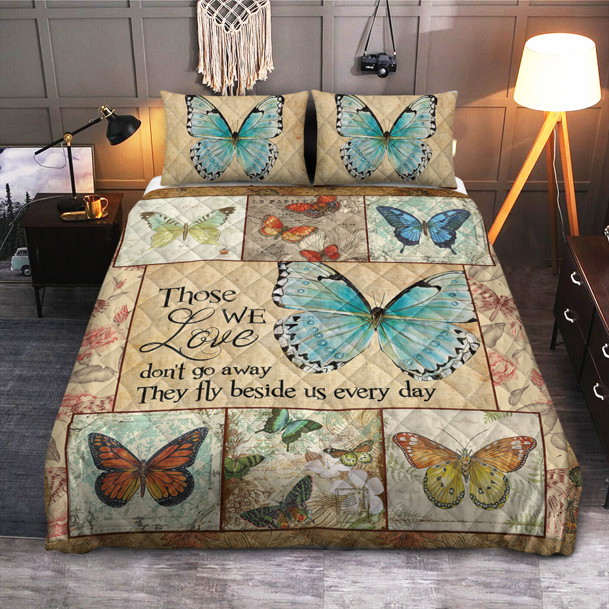 Butterfly Sign From Heaven Memorial  Quilt Bedding Set