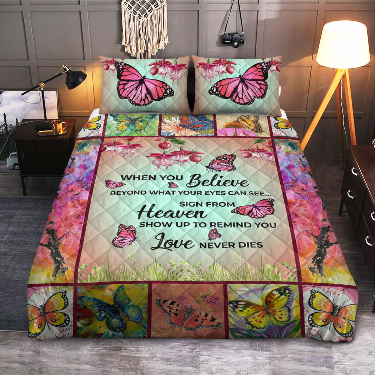 Butterfly Memorial When You Believe  Quilt Bedding Set