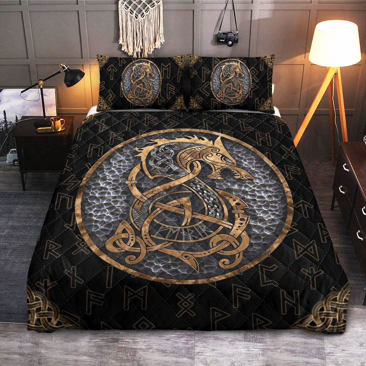 Viking Fenrir Wolf  Quilt Bedding Set