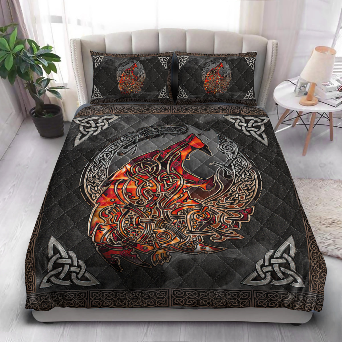 Viking Fire Wolf  Quilt Bedding Set