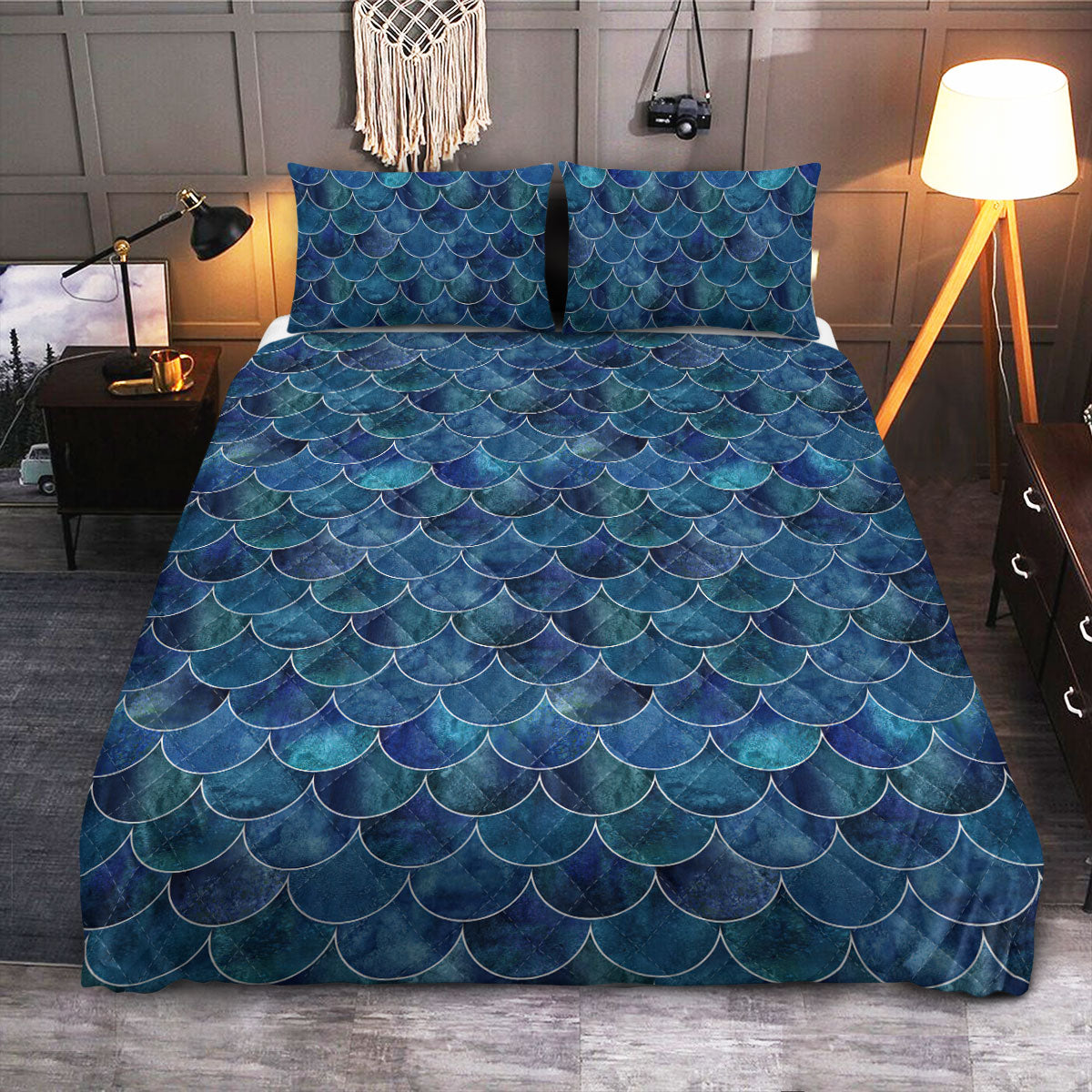 Mermaid Scales Pattern  Quilt Bedding Set