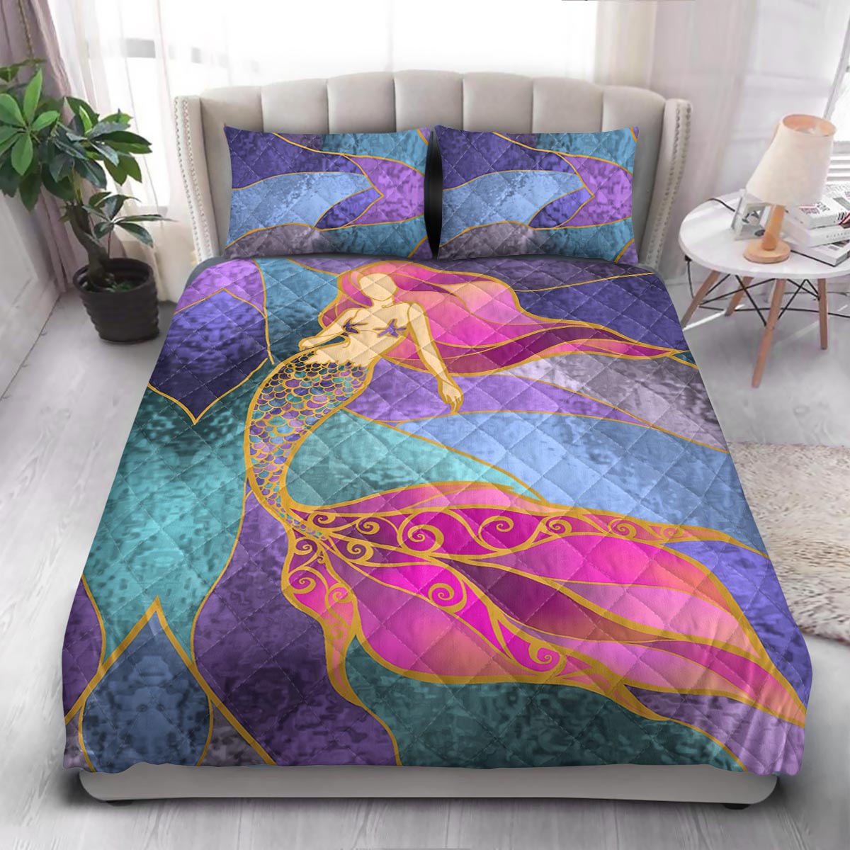Mermaid Colorful  Quilt Bedding Set