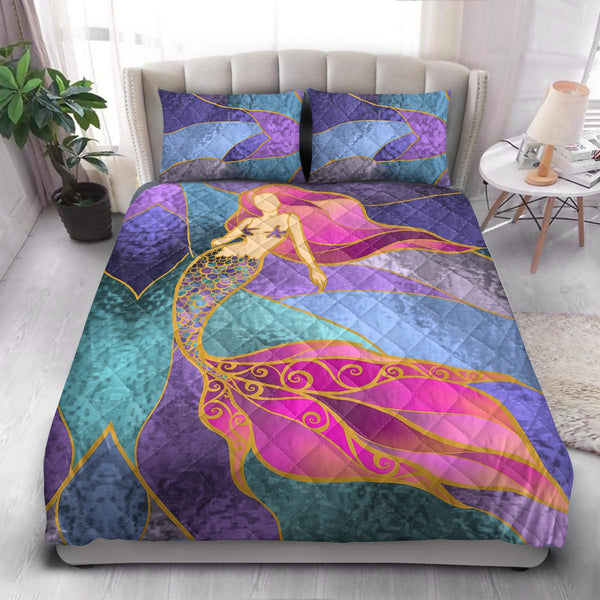 Mermaid Colorful  Quilt Bedding Set