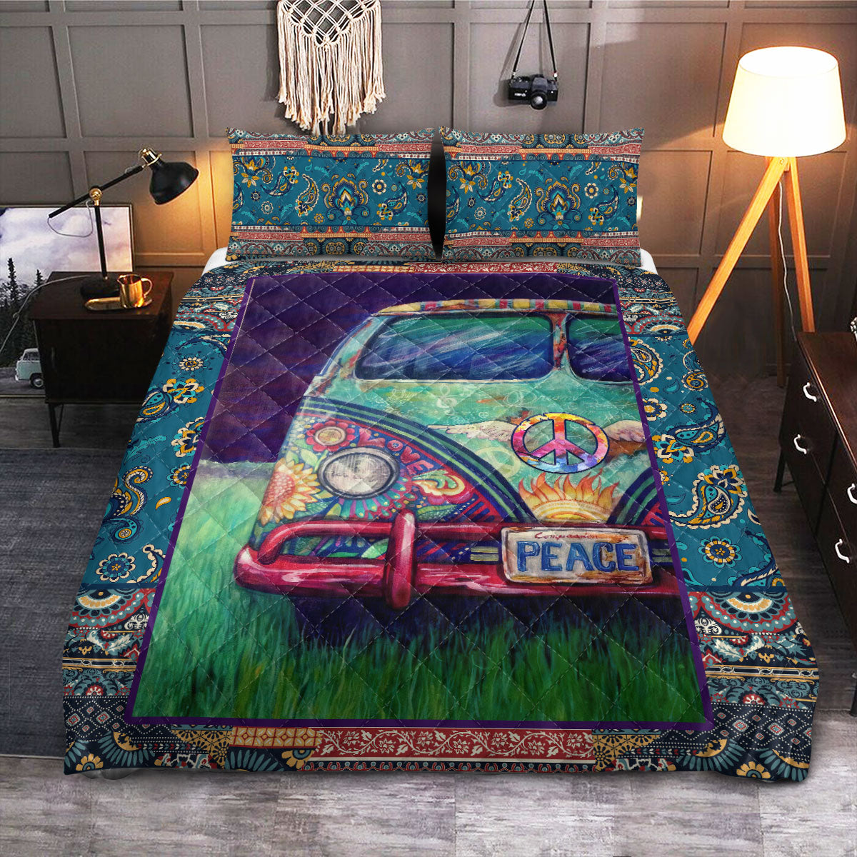 Hippie Van  Quilt Bedding Set