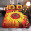 Hippie Sunflower Symbol  Quilt Bedding Set