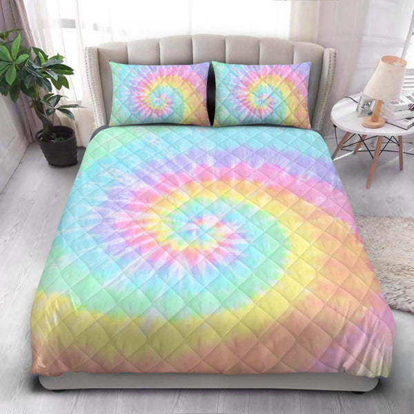 Hippie Pastel Tie Dye  Quilt Bedding Set