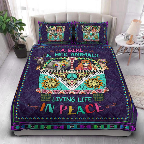 Hippie Girl  Quilt Bedding Set