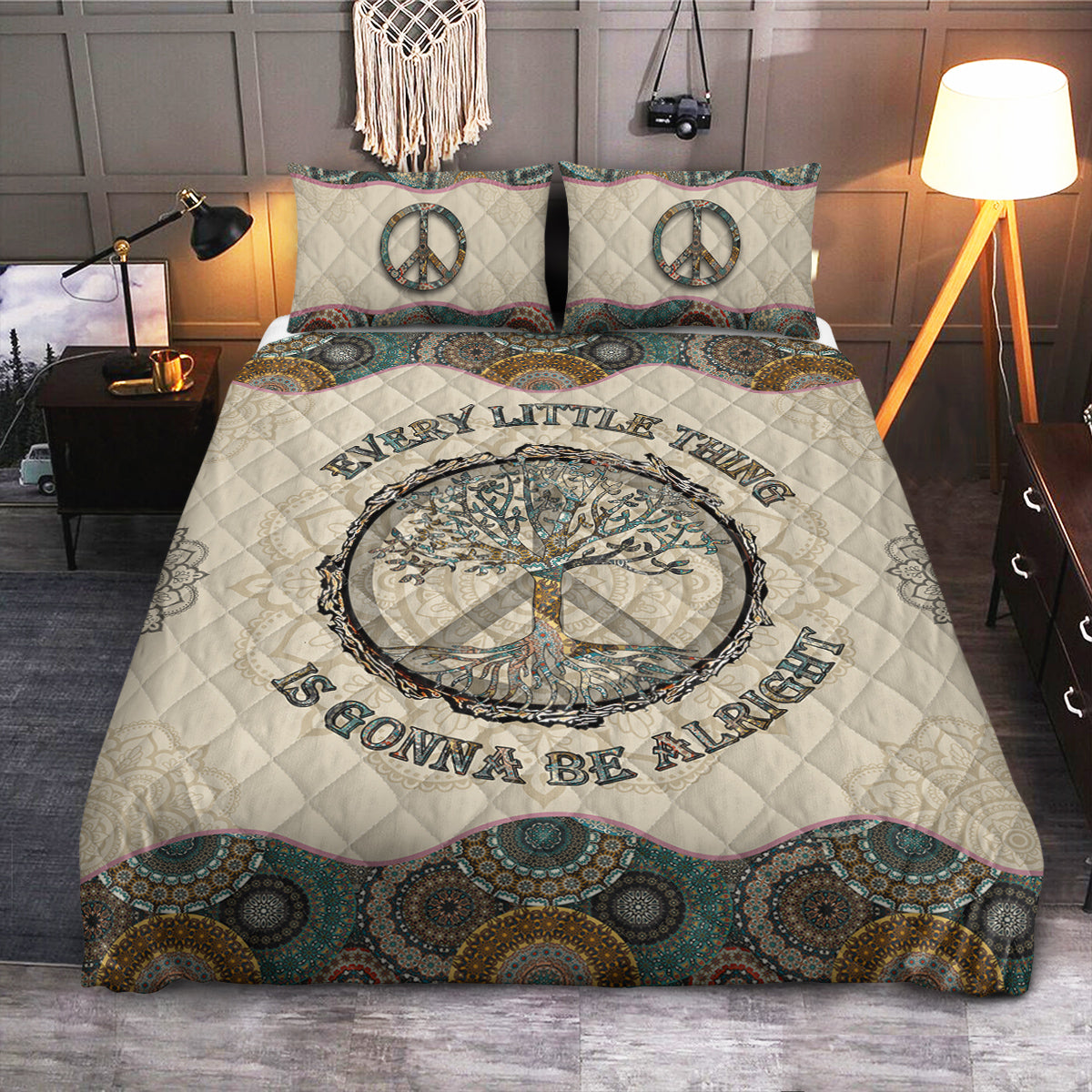 Hippie Every Little Thing Mandala Style  Quilt Bedding Set