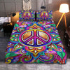 Hippie Colorful Symbol  Quilt Bedding Set