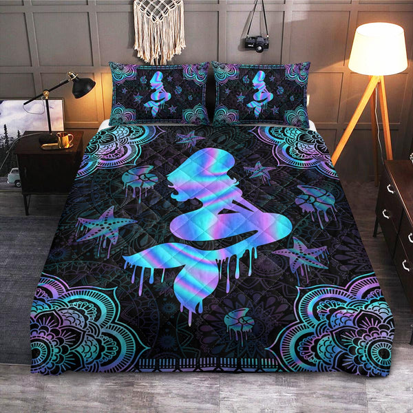 Mermaid Hologram  Quilt Bedding Set