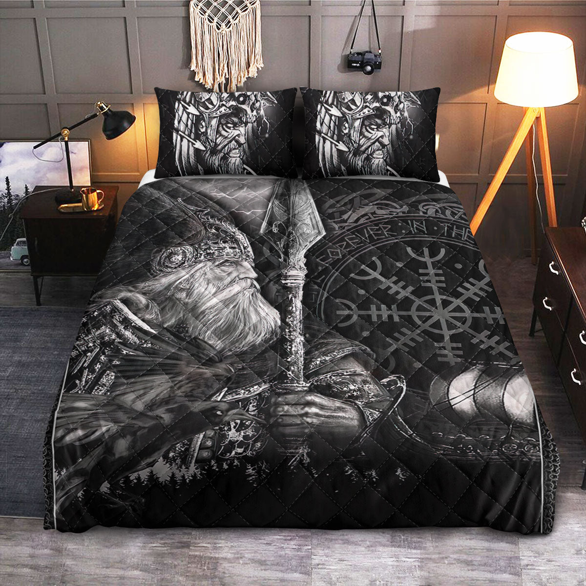 Viking Odin God  Quilt Bedding Set