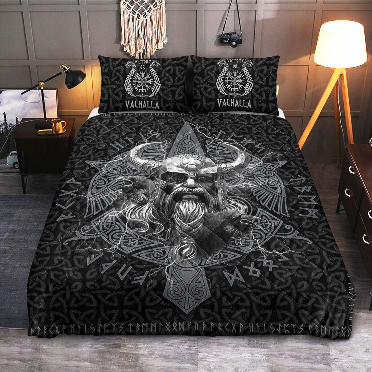 Viking Odin Valhalla  Quilt Bedding Set