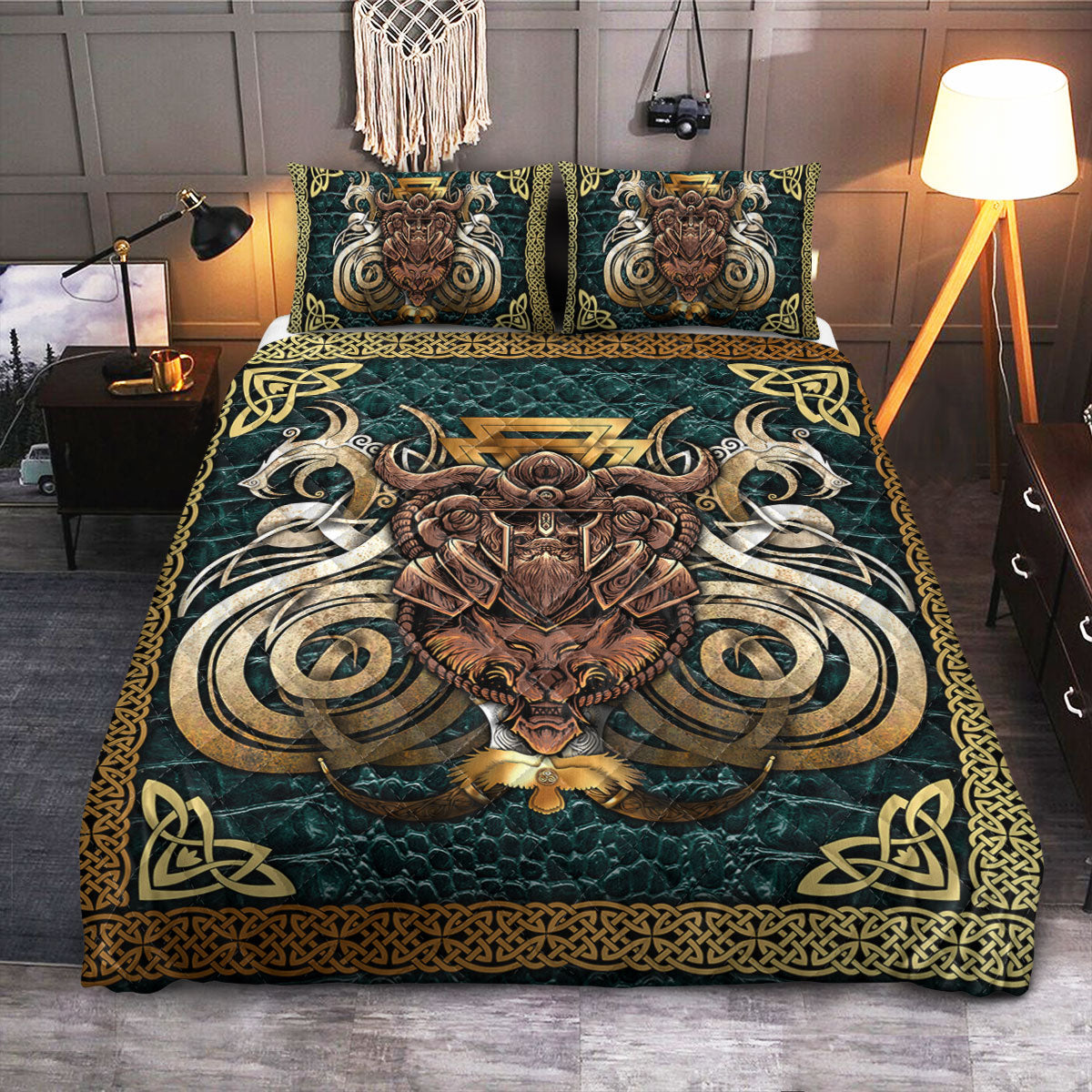 Viking Odin Dragon  Quilt Bedding Set
