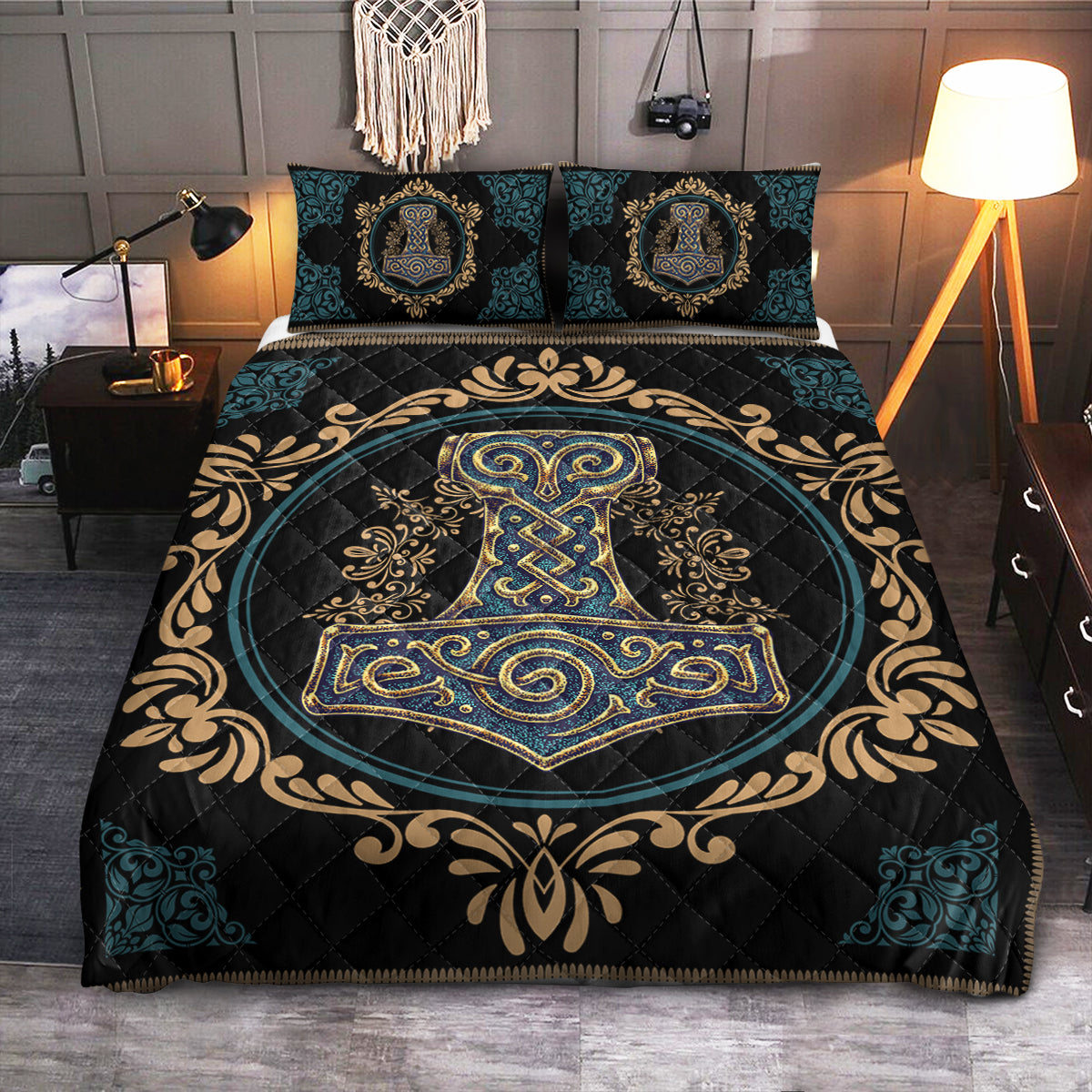 Viking Hammer Mjolnir  Quilt Bedding Set