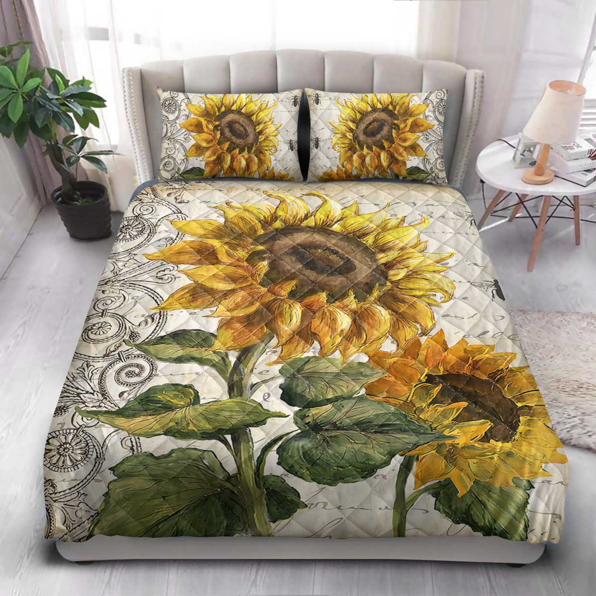 Sunflower Vintage  Quilt Bedding Set