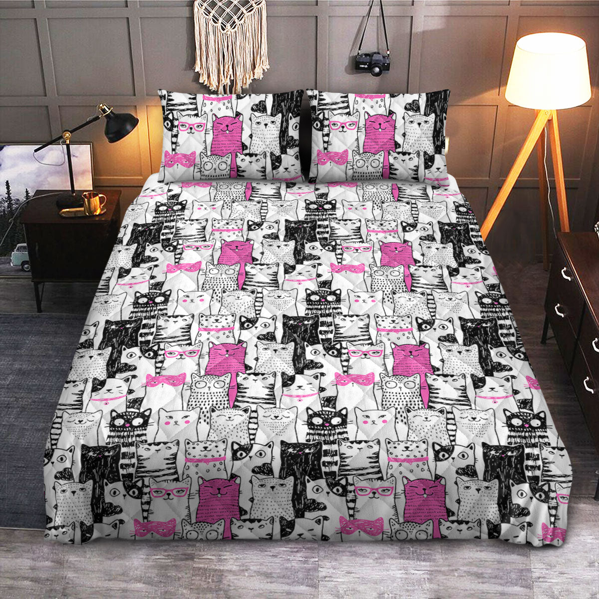 Cat Meow  Quilt Bedding Set