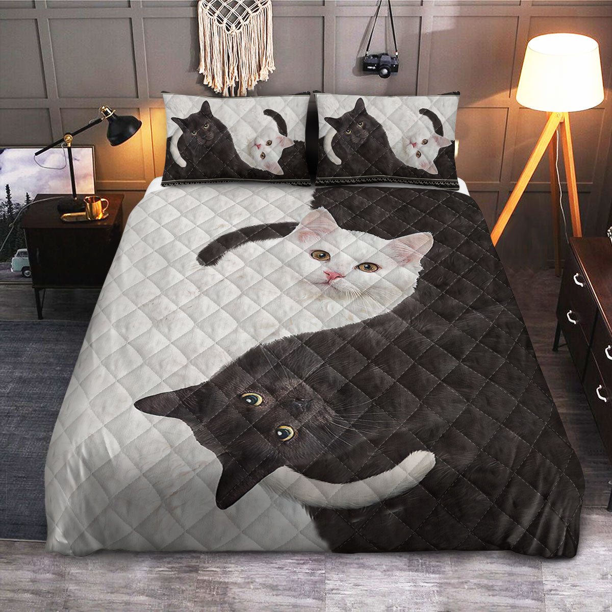 Cat Ying Yang  Quilt Bedding Set