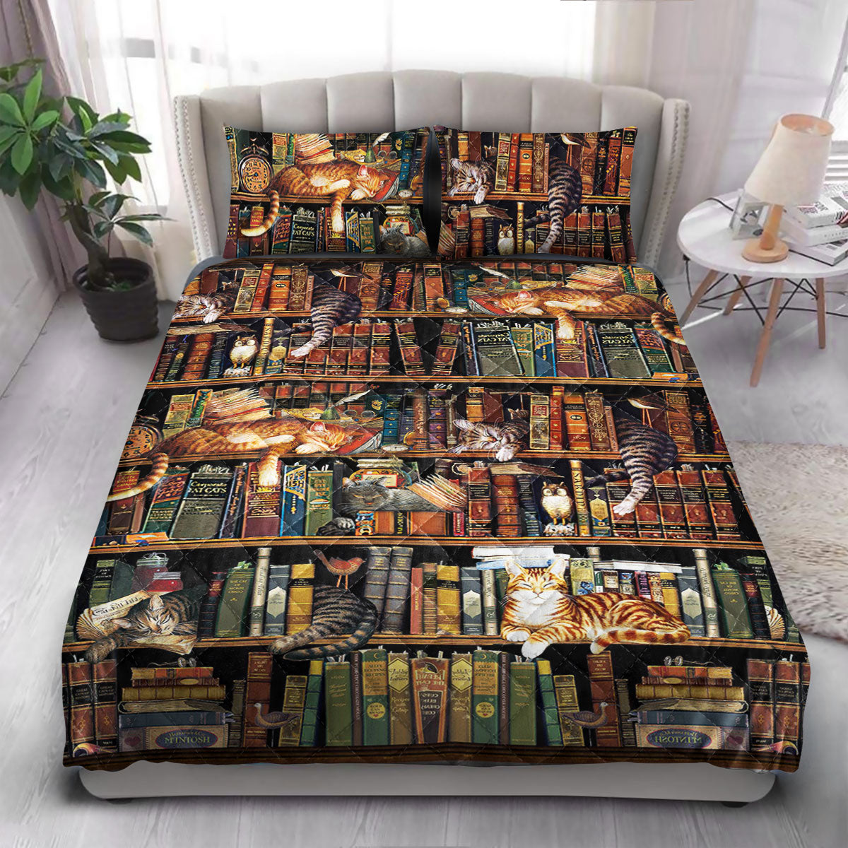 Cat Book  Quilt Bedding Set