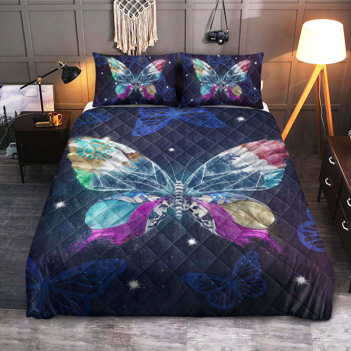 Butterfly Beauty Galaxy  Quilt Bedding Set