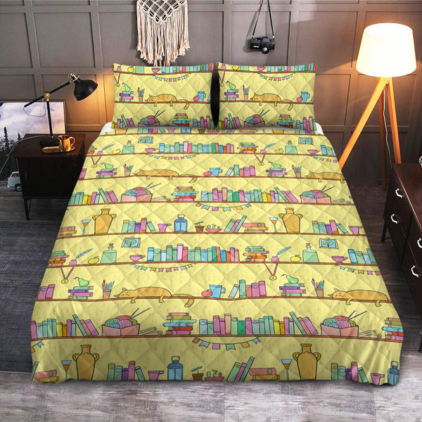 Book Cat Lover Pattern  Quilt Bedding Set