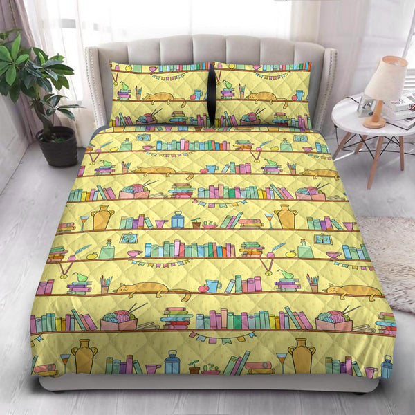 Book Cat Lover Pattern  Quilt Bedding Set