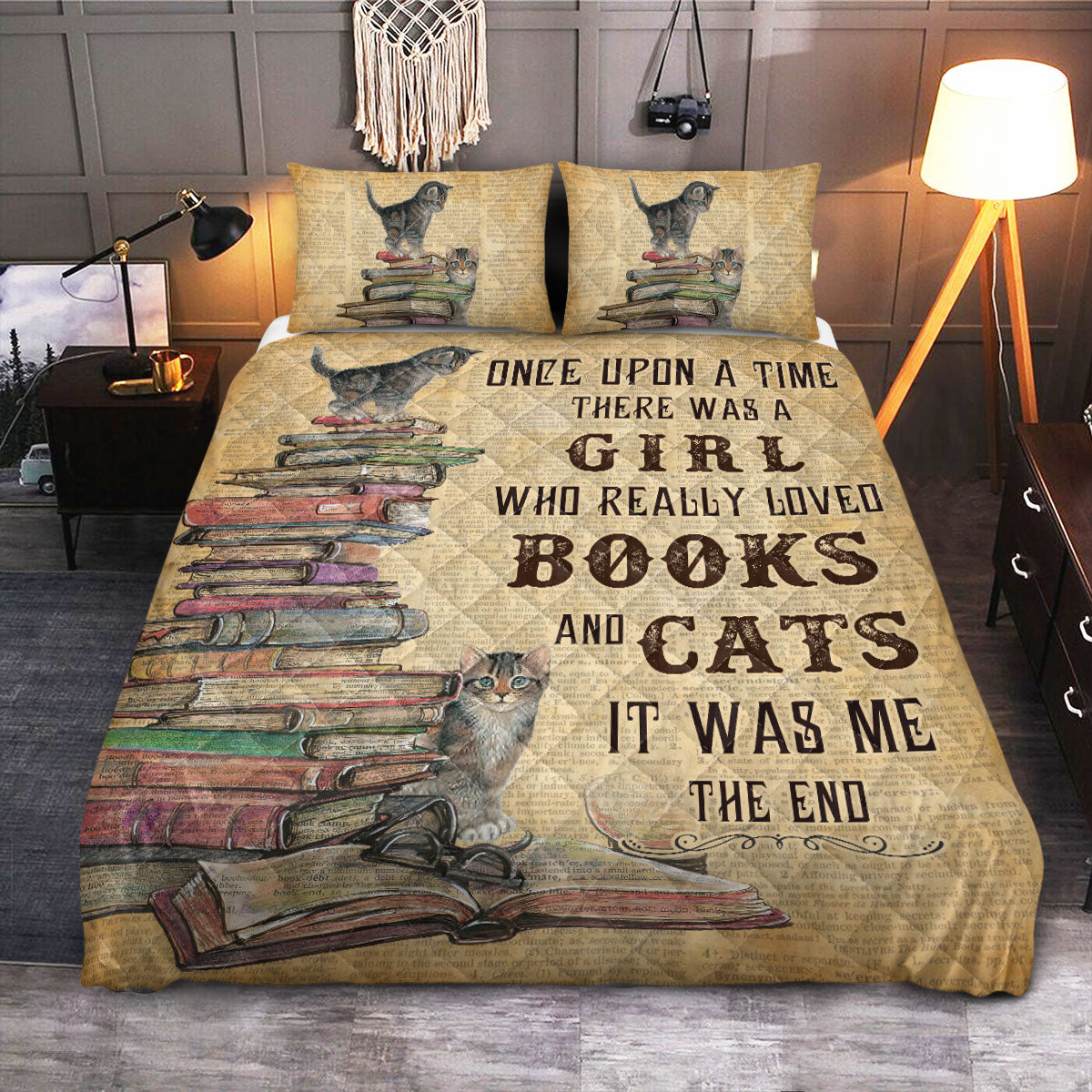 Book Cats Once Upon A Time  Quilt Bedding Set