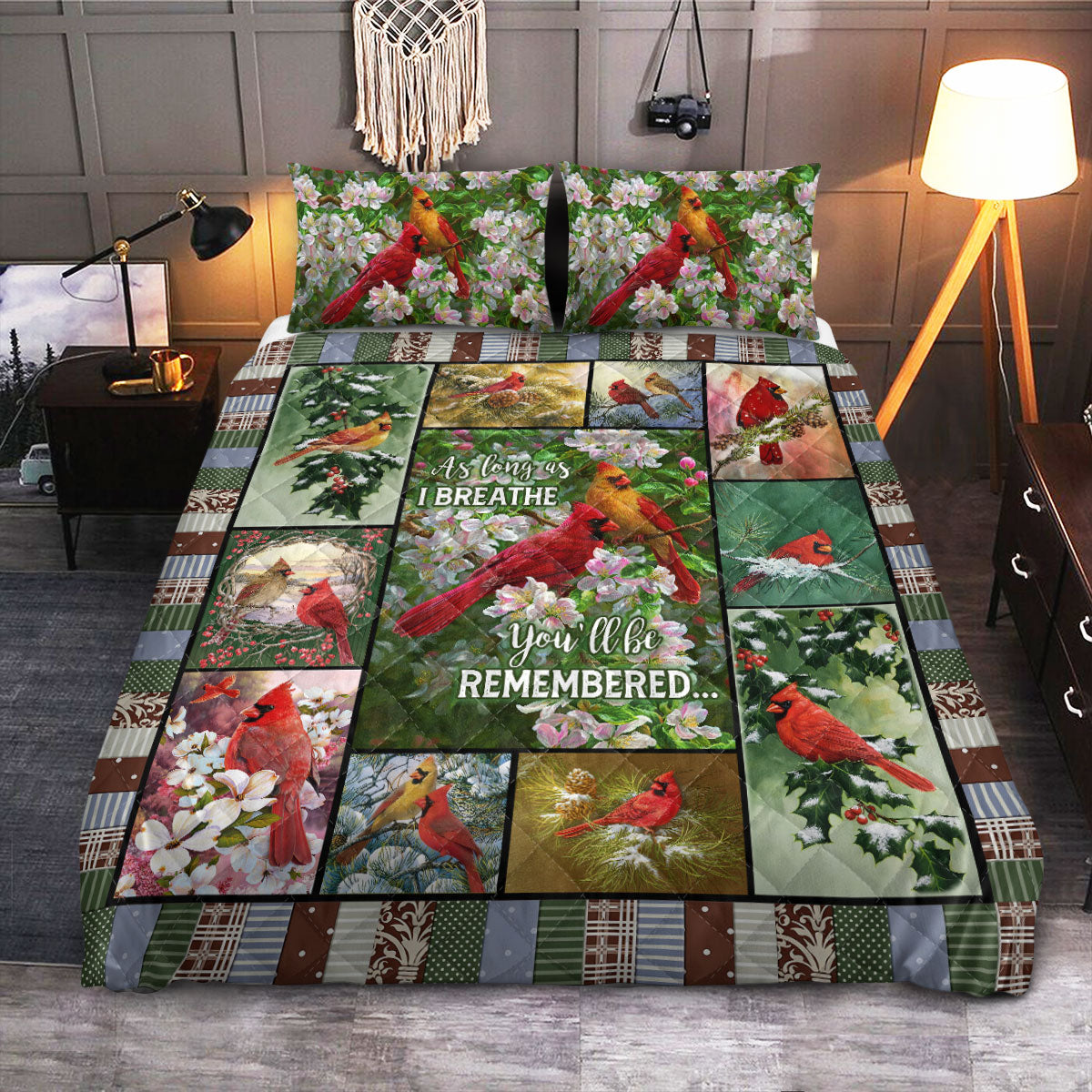 Cardinal Memorial You Will Be Remembered  Quilt Bedding Set