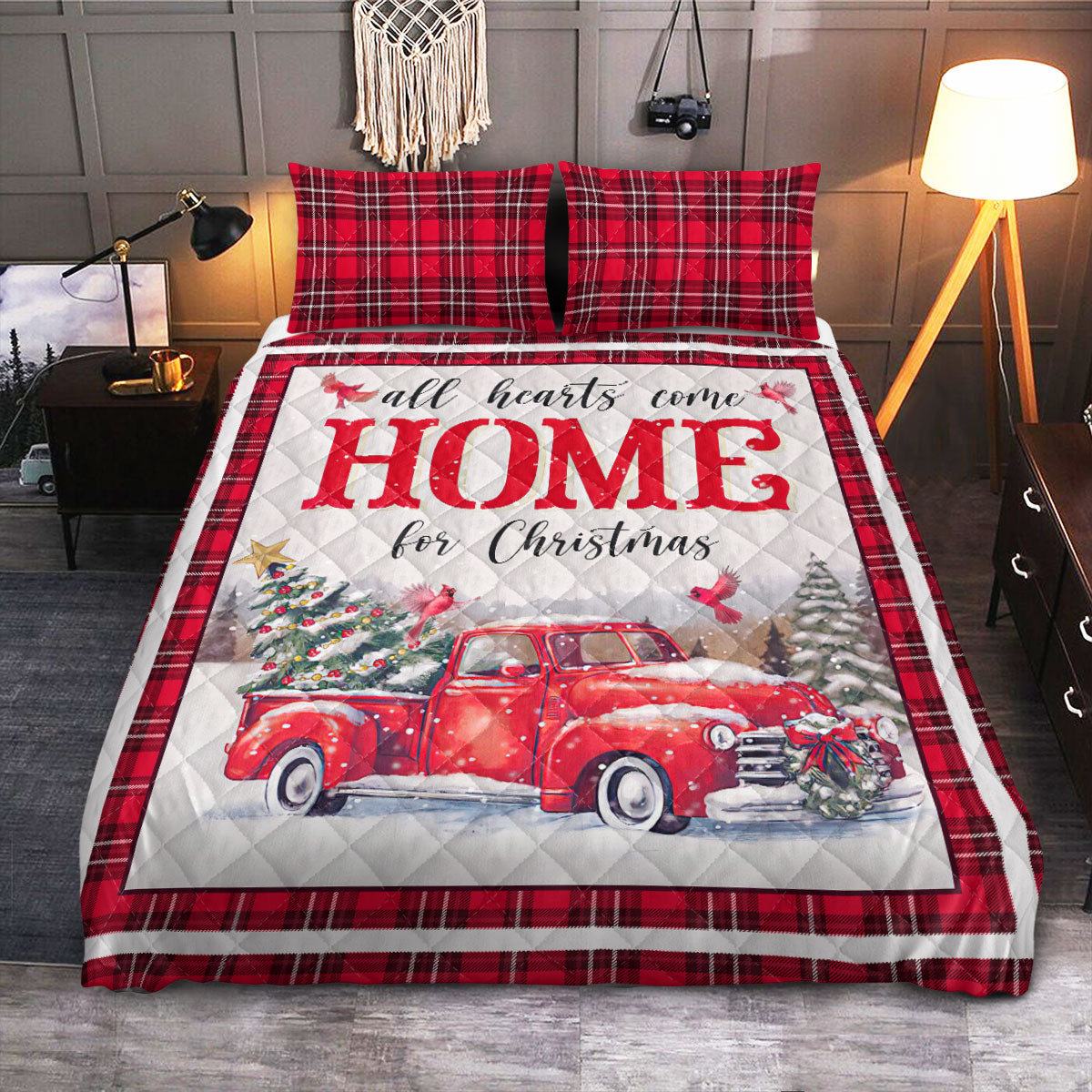 Cardinal Merry Christmas  Quilt Bedding Set